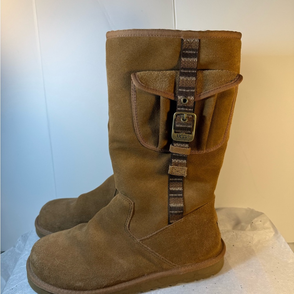 UGG Tan Suede Boots with Buckle